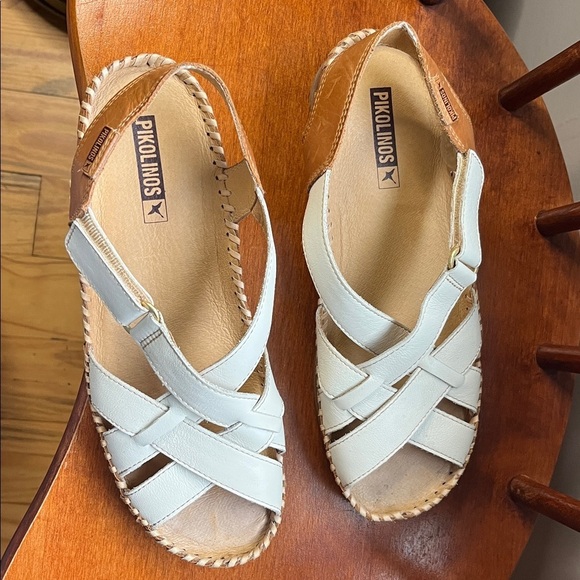 NWOT Pikolinos Cadaqués Leather Tan and White Sandal Size 37 - Picture 3 of 15
